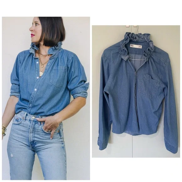 Women's Denim KMJ Shirt Quarantina Style Large - Picture 1 of 16